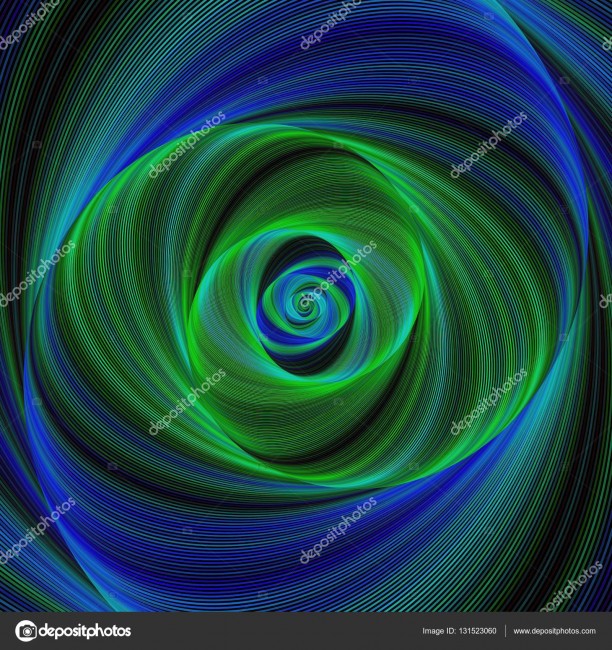Green blue infinity - abstract spiral fractal background